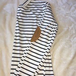 Romwe striped top with brown elbow circles